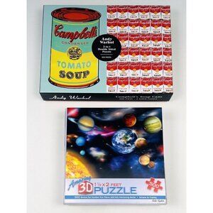 Lot 2 JIGSAW PUZZLES 500pcs Andy Warhol Campbell's Soup 3D Solar System NIB NEW